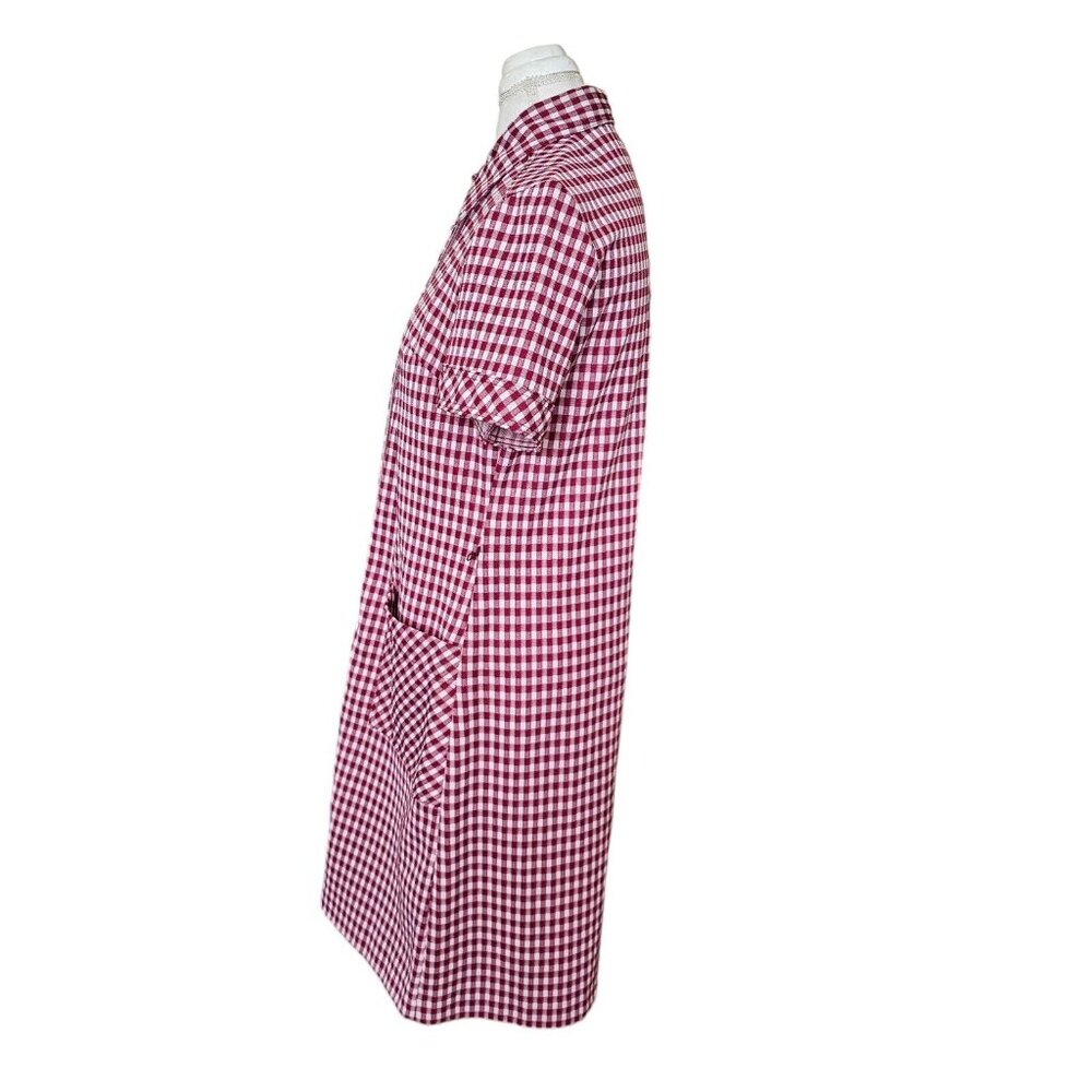 Vintage 70s Womens Shirt Dress Size 10 Gingham Plaid Button Down Casual‎ Red - Picture 7 of 10